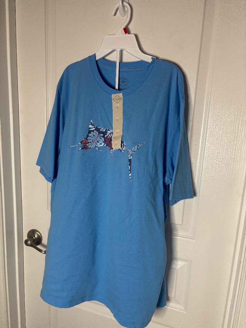 St. John’s Bay Men’s 2 Piece Sleep Set Pajamas Shorts Fish Floral Blue New L